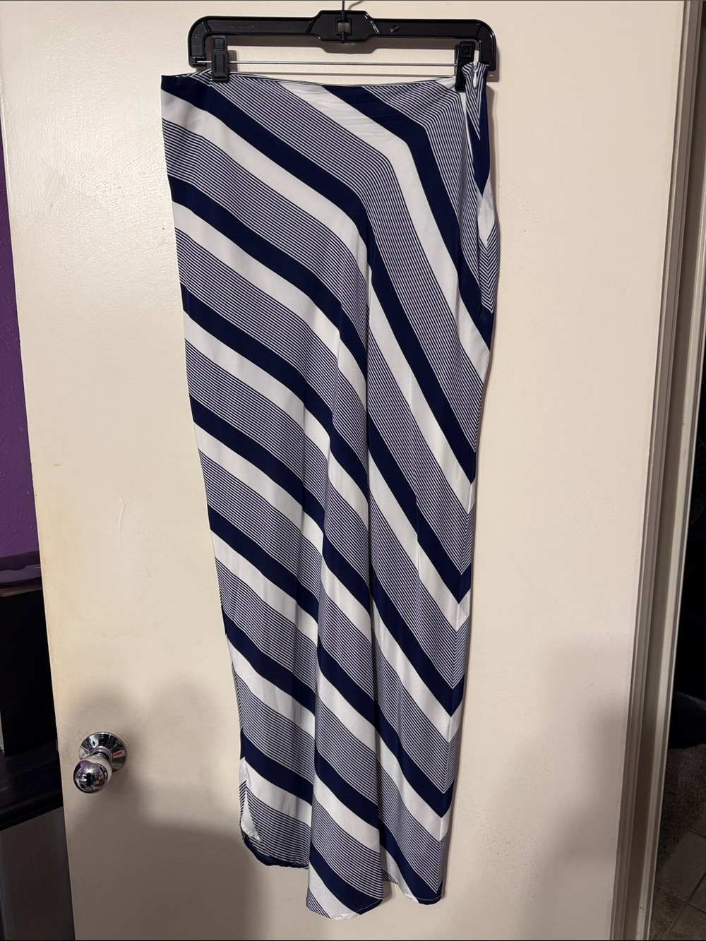 Amanda Uprichard Navy and White Striped Maxi Skirt